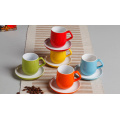 Haonai designed colored ceramic coffee cup and saucer set